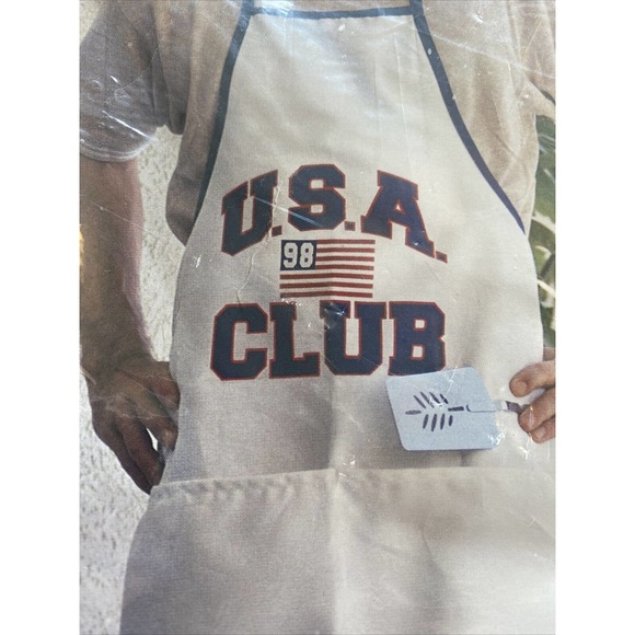 1998 NOS All American Chef Apron USA Club One Size Grilling Chef Cooking - Picture 2 of 5